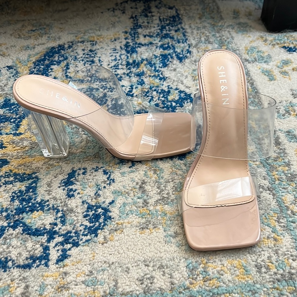 SHEIN square toed clear heels 8.5